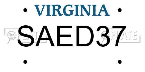 SAED37 Virginia License Plate