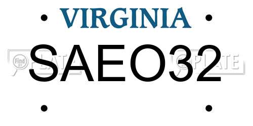 SAEO32 Virginia License Plate