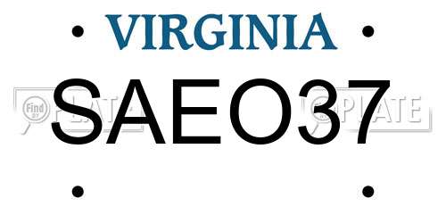 SAEO37 Virginia License Plate