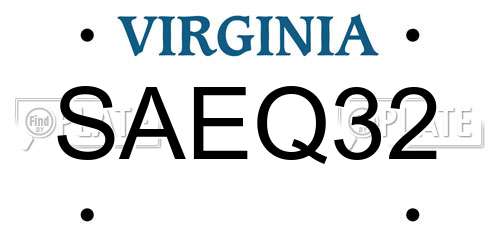 SAEQ32 Virginia License Plate
