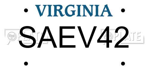 SAEV42 Virginia License Plate