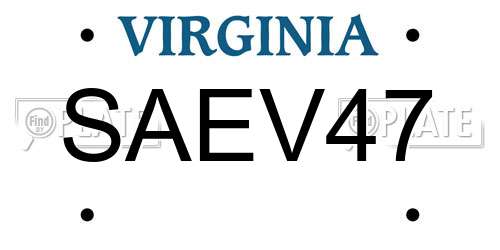 SAEV47 Virginia License Plate