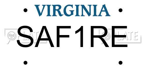 SAF1RE Virginia License Plate