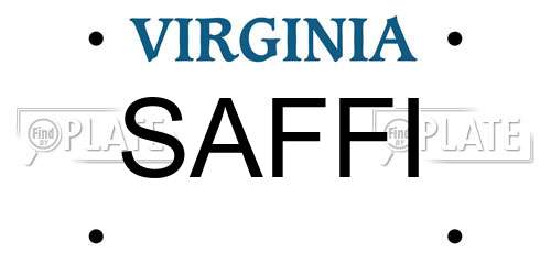 SAFFI Virginia License Plate