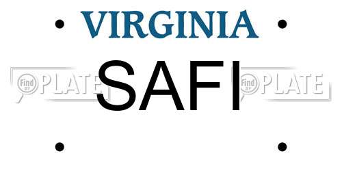 SAFI Virginia License Plate