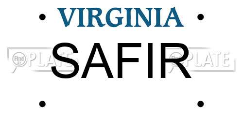 SAFIR Virginia License Plate