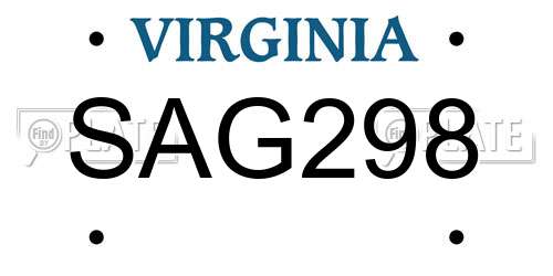 SAG298 Virginia License Plate