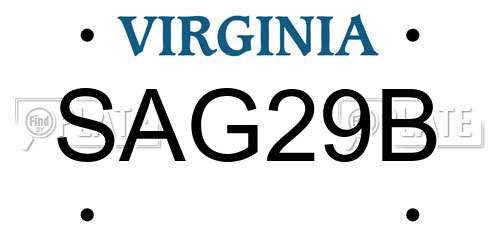 SAG29B Virginia License Plate