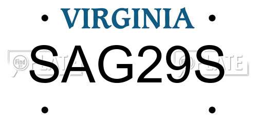 SAG29S Virginia License Plate