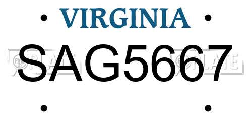 SAG5667 Virginia License Plate
