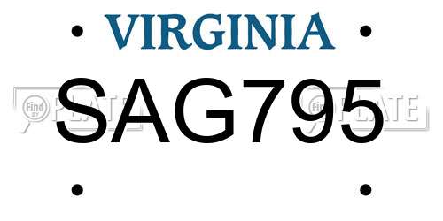 SAG795 Virginia License Plate