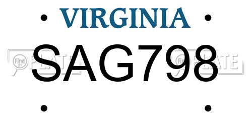 SAG798 Virginia License Plate