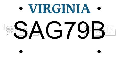 SAG79B Virginia License Plate