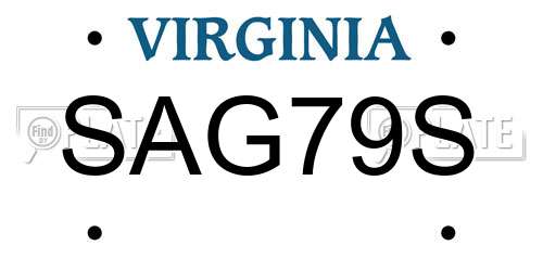 SAG79S Virginia License Plate