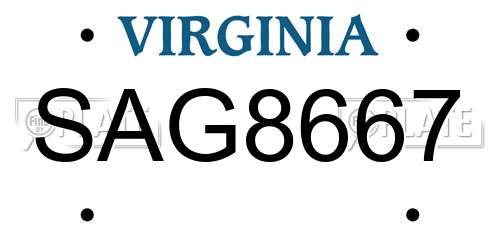 SAG8667 Virginia License Plate