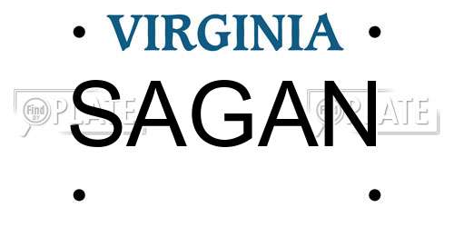 SAGAN Virginia License Plate