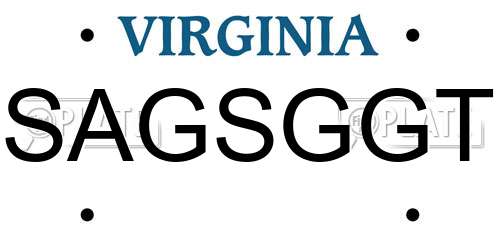 SAGSGGT Virginia License Plate