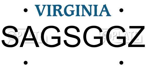 SAGSGGZ Virginia License Plate