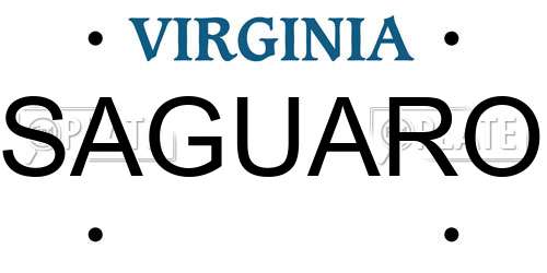 SAGUARO Virginia License Plate
