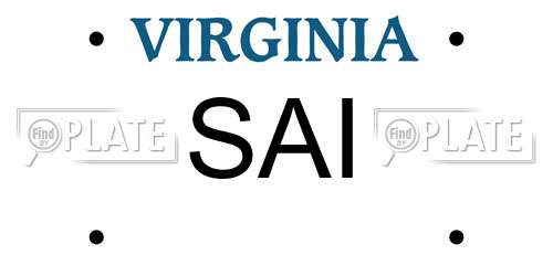 SAI Virginia License Plate