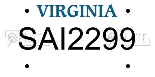 SAI2299 Virginia License Plate