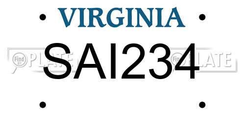 SAI234 Virginia License Plate