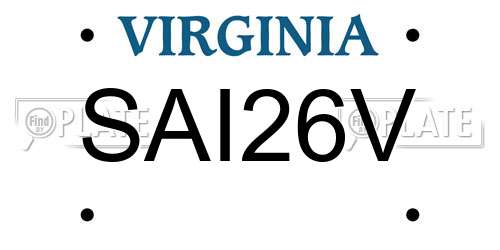 SAI26V Virginia License Plate