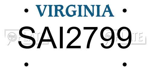 SAI2799 Virginia License Plate