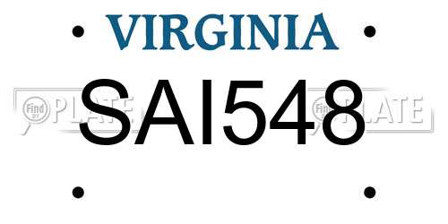 SAI548 Virginia License Plate