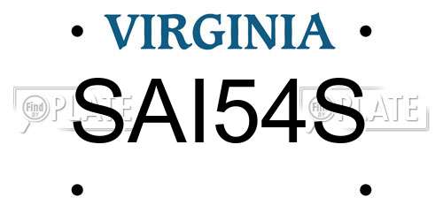 SAI54S Virginia License Plate