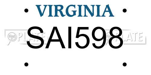 SAI598 Virginia License Plate