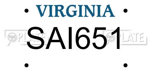 SAI651 Virginia License Plate