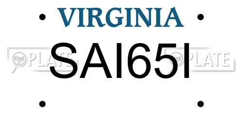 SAI65I Virginia License Plate