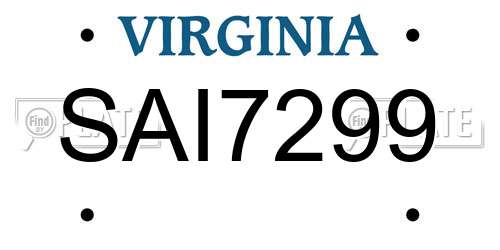 SAI7299 Virginia License Plate