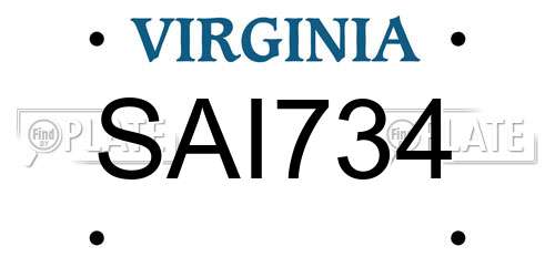 SAI734 Virginia License Plate