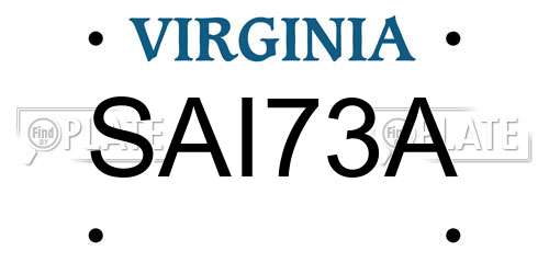 SAI73A Virginia License Plate