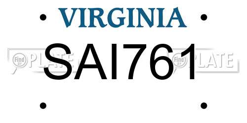 SAI761 Virginia License Plate