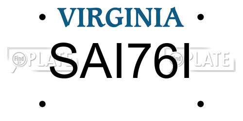 SAI76I Virginia License Plate
