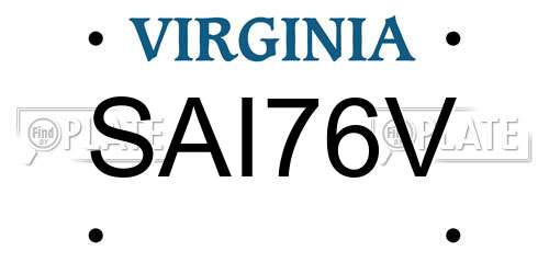SAI76V Virginia License Plate