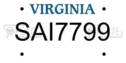 SAI7799 Virginia License Plate