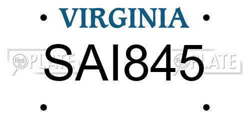 SAI845 Virginia License Plate