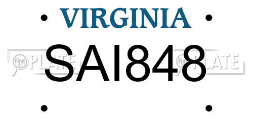 SAI848 Virginia License Plate