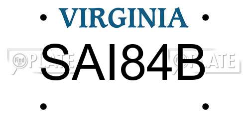 SAI84B Virginia License Plate