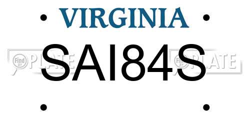 SAI84S Virginia License Plate