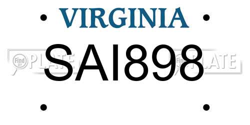 SAI898 Virginia License Plate