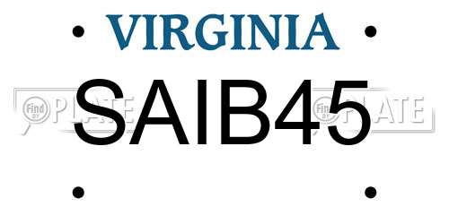 SAIB45 Virginia License Plate
