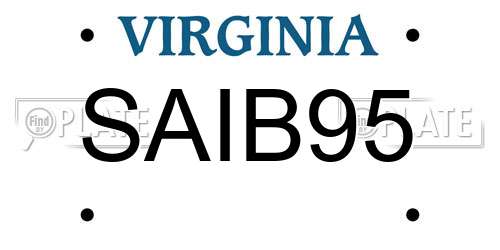 SAIB95 Virginia License Plate