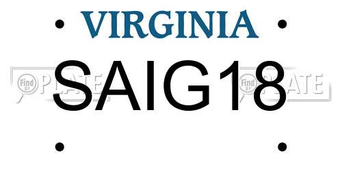 SAIG18 Virginia License Plate