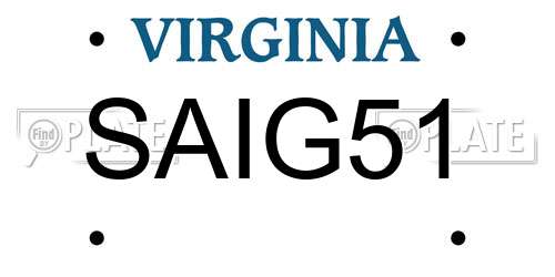 SAIG51 Virginia License Plate