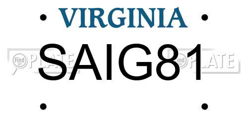 SAIG81 Virginia License Plate